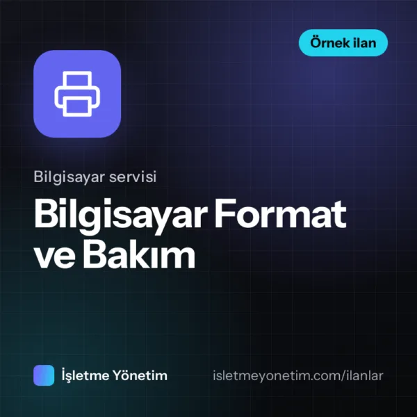 Bilgisayar Format ve Bakım (örnek ilan)